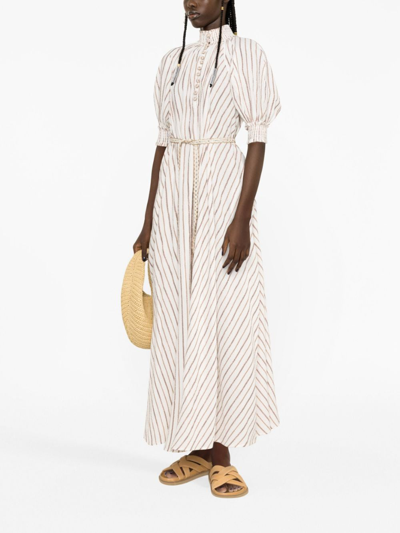 Zimmermann Devi Metallic-cotton Maxi Swing Dress In White