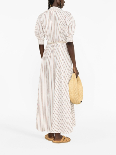 Zimmermann Devi Metallic-cotton Maxi Swing Dress In White