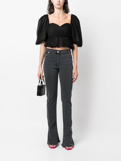 Shop Magda Butrym Mid-rise Flared Jeans In Grey