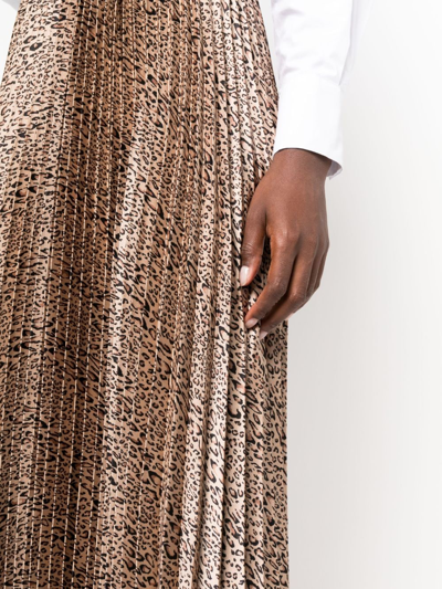 Twinset Leopard-print Pleated Midi Skirt In Neutrals