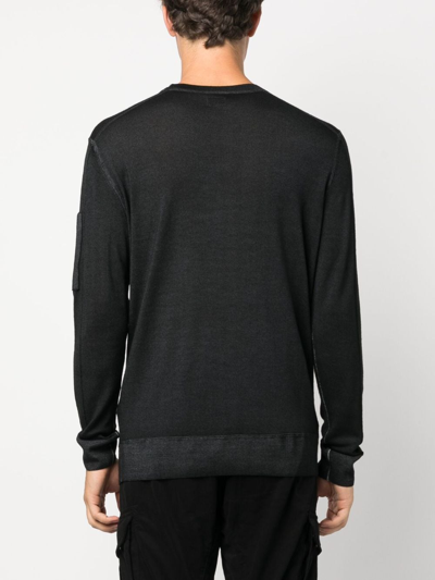 Shop C.p. Company Logo-patch Wool Sweatshirt In Black