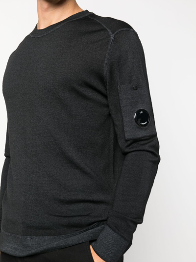Shop C.p. Company Logo-patch Wool Sweatshirt In Black