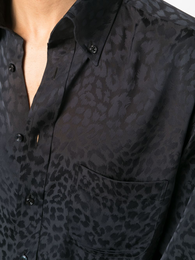 Shop Tom Ford Leopard-print Button-up Shirt In Black