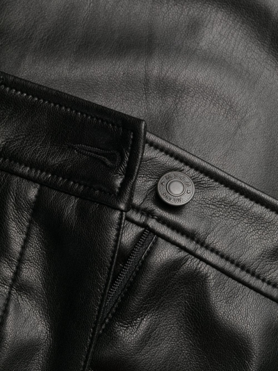 Msgm Black Cargo Pockets Faux-leather Trousers In Black