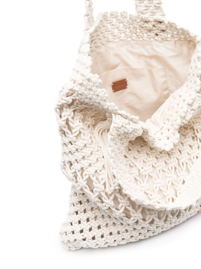Shop Zimmermann Logo-patch Crochet Tote Bag In Neutrals