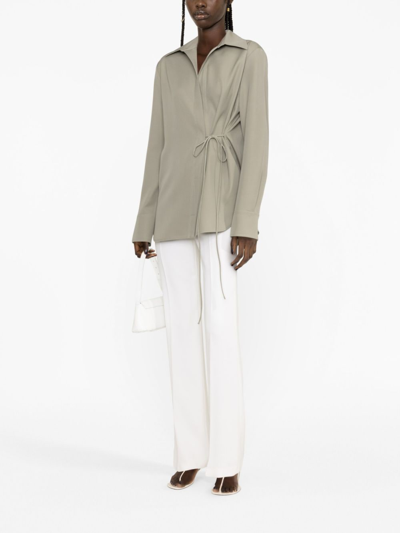 Jil Sander Self-tie Shirt In Green