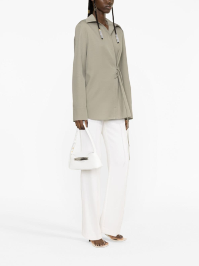 Jil Sander Self-tie Shirt In Green