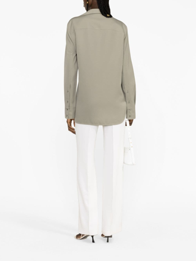 Shop Jil Sander Self-tie Wool Shirt In Green