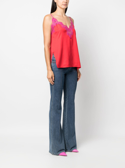 Dsquared2 Lace-panelled Asymmetric Cami Top In Red