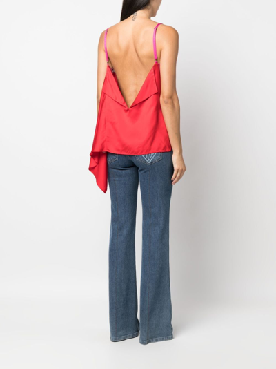 Dsquared2 Lace-panelled Asymmetric Cami Top In Red