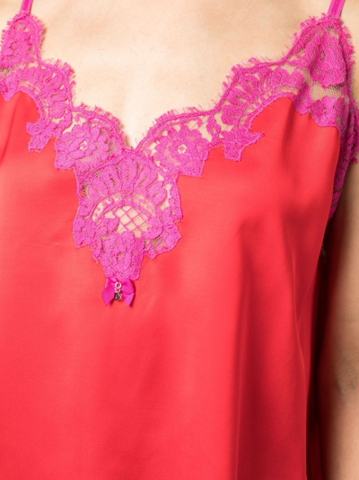 Dsquared2 Lace-panelled Asymmetric Cami Top In Red