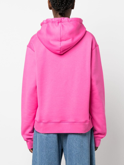 Dsquared2 Icon Logo Print Cotton Jersey Hoodie In Pink