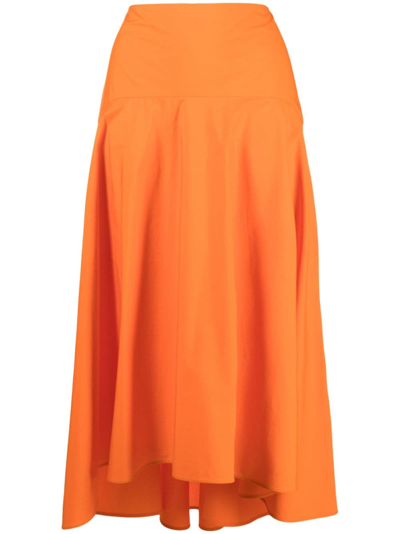 Shop Fabiana Filippi Cotton Midi Skirt In Orange