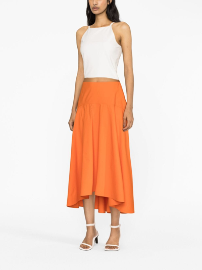 Shop Fabiana Filippi Cotton Midi Skirt In Orange