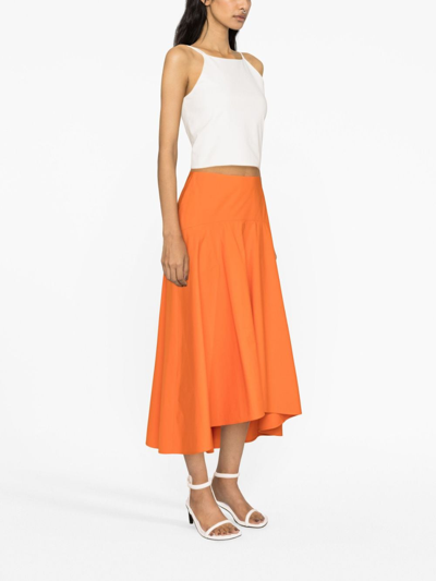 Shop Fabiana Filippi Cotton Midi Skirt In Orange