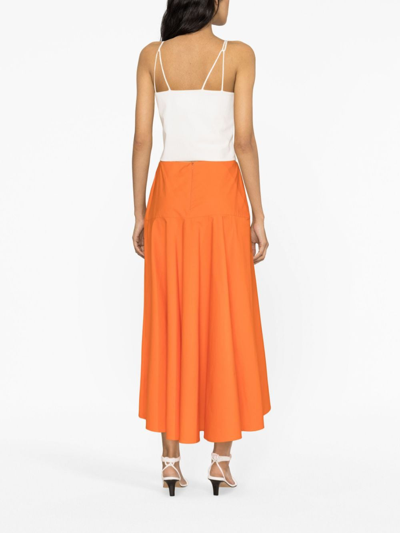 Shop Fabiana Filippi Cotton Midi Skirt In Orange