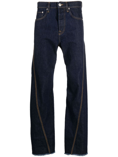 Shop Lanvin Mid-rise Straight-leg Cotton Jeans In Blue