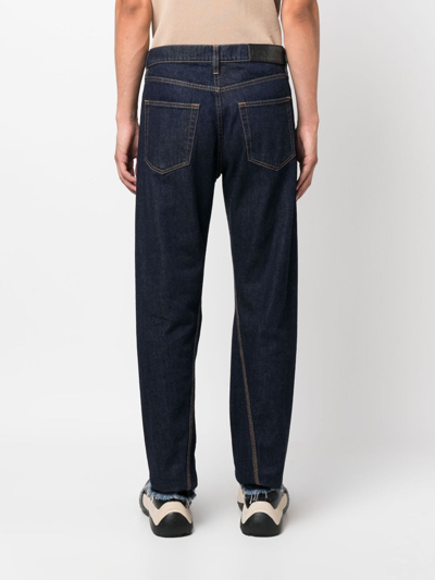 Shop Lanvin Mid-rise Straight-leg Cotton Jeans In Blue