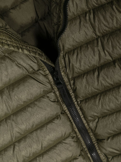 Shop Stone Island Junior Compass-patch Hooded Padded Jacket In Green
