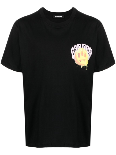 Shop Barrow Graphic-print Cotton T-shirt In Black