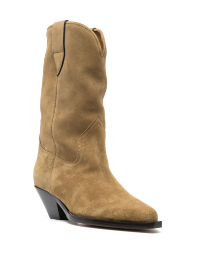 Shop Isabel Marant Dahope Calf Suede Boots In Brown