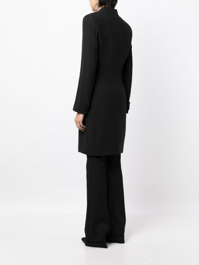 Shop Ralph Lauren Double-breasted Long Blazer In Black