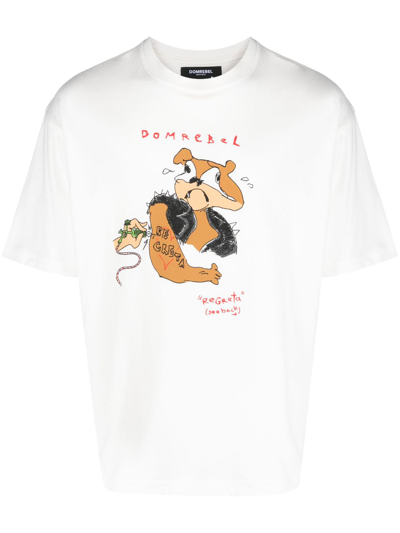 Shop Domrebel Regreta Graphic-print Cotton T-shirt In White