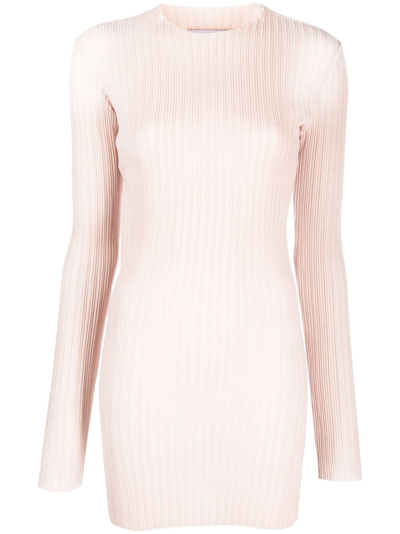 Shop Ludovic De Saint Sernin Pleated Long-sleeved Minidress In Pink