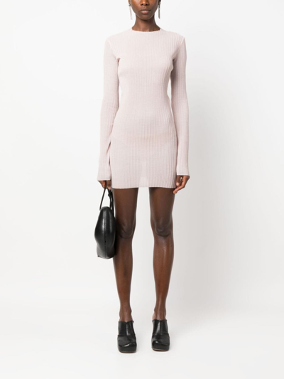 Shop Ludovic De Saint Sernin Pleated Long-sleeved Minidress In Pink