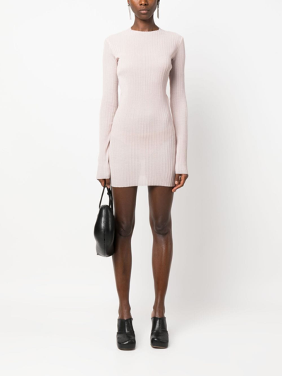 Ludovic De Saint Sernin Pleated Long-sleeved Minidress In Pink