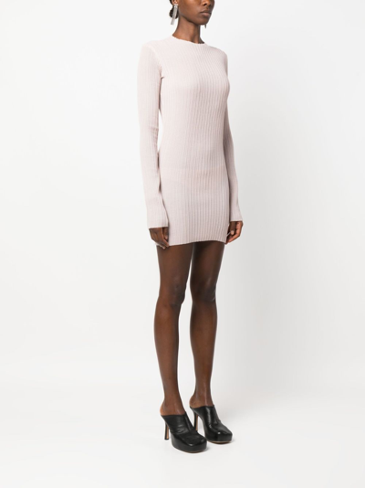 Ludovic De Saint Sernin Pleated Long-sleeved Minidress In Pink