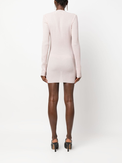 Shop Ludovic De Saint Sernin Pleated Long-sleeved Minidress In Pink