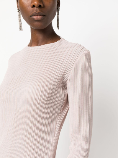 Shop Ludovic De Saint Sernin Pleated Long-sleeved Minidress In Pink