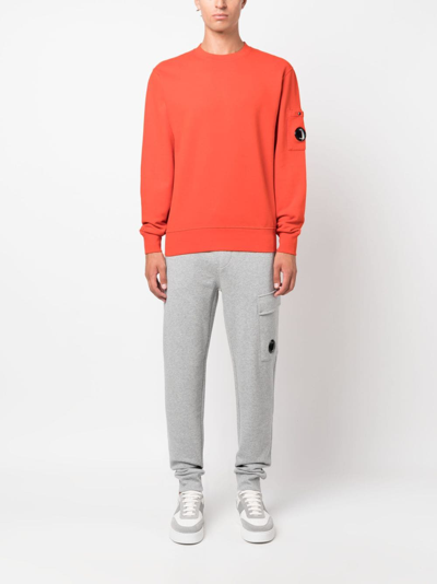 Shop C.p. Company Lens-detail Cotton Sweatshirt In Red