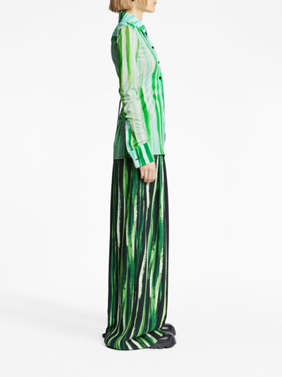 Shop Proenza Schouler Watercolour-effect Long-sleeve Shirt In Green
