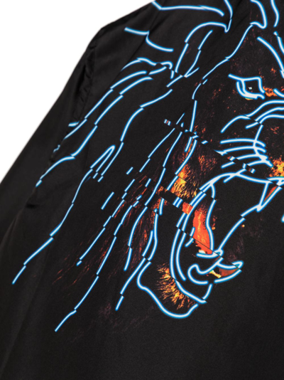 Shop Marcelo Burlon County Of Milan Lion-print Zip-up Windbreaker In Black