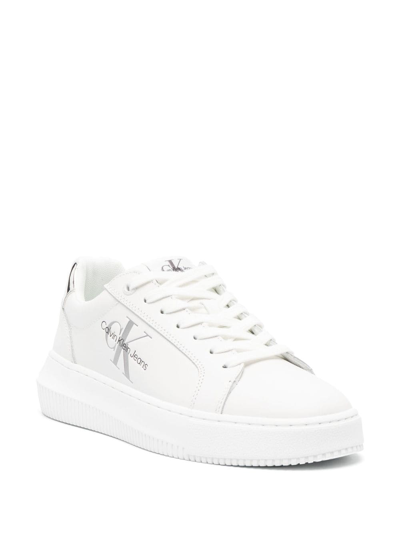 Shop Calvin Klein Low-top Leather Sneakers In White