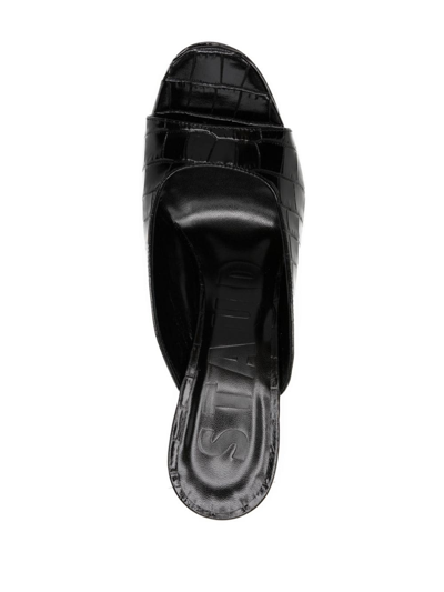 Staud Sylvia 100mm Crocodile-effect Mules In Black