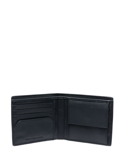 Shop Tommy Hilfiger Monogram-embossed Leather Wallet In Blue