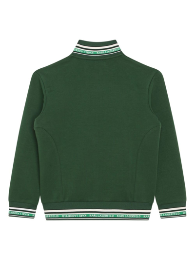 Shop Karl Lagerfeld Logo-print Zip-up Sweatshirt In Green