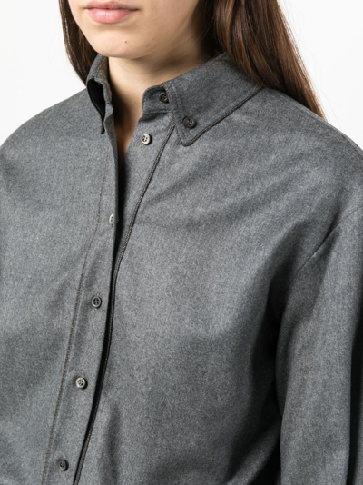 Shop Brunello Cucinelli Belted Shirt Midi Dress In Grey