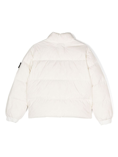 Shop Stone Island Junior Compass-motif Padded Jacket In White