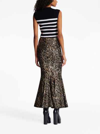 Shop Balmain Sequin-detail Gored Midi Skirt In Iac