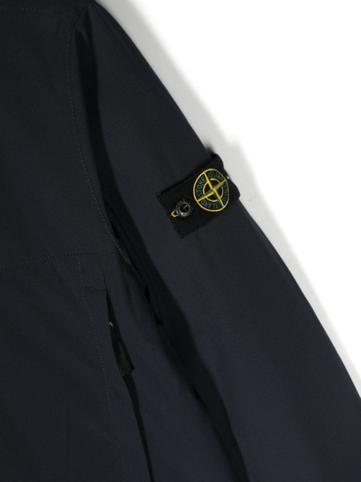 Shop Stone Island Junior Compass-motif Hooded Jacket In Blue