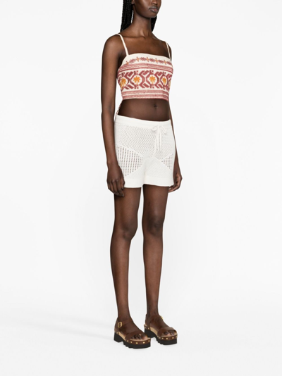 Shop Zimmermann Raie Open-knit Shorts In White