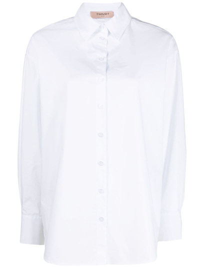 Shop Twinset Long-sleeve Cotton Shirt In White