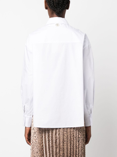 Shop Twinset Long-sleeve Cotton Shirt In White