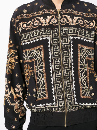 Shop Camilla Duomo Dynasty-print Zipped Bomber Jacket In Black
