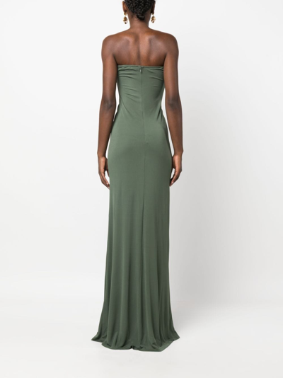 Christopher Esber Arced Palm Strapless Ruched U-ring Column Maxi Dress ...