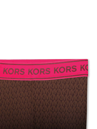 Shop Michael Kors Monogram Logo-waist Leggings In Brown